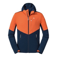 Schöffel Fleecejacke Hydalen mit Kapuze (atmungsaktiv, schnell trocknend, 2-Wege-Stretch) dunkelblau/orange Herren